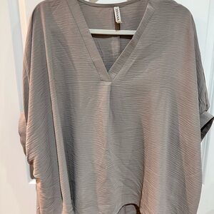 Elegant Gray V-Neck Blouse